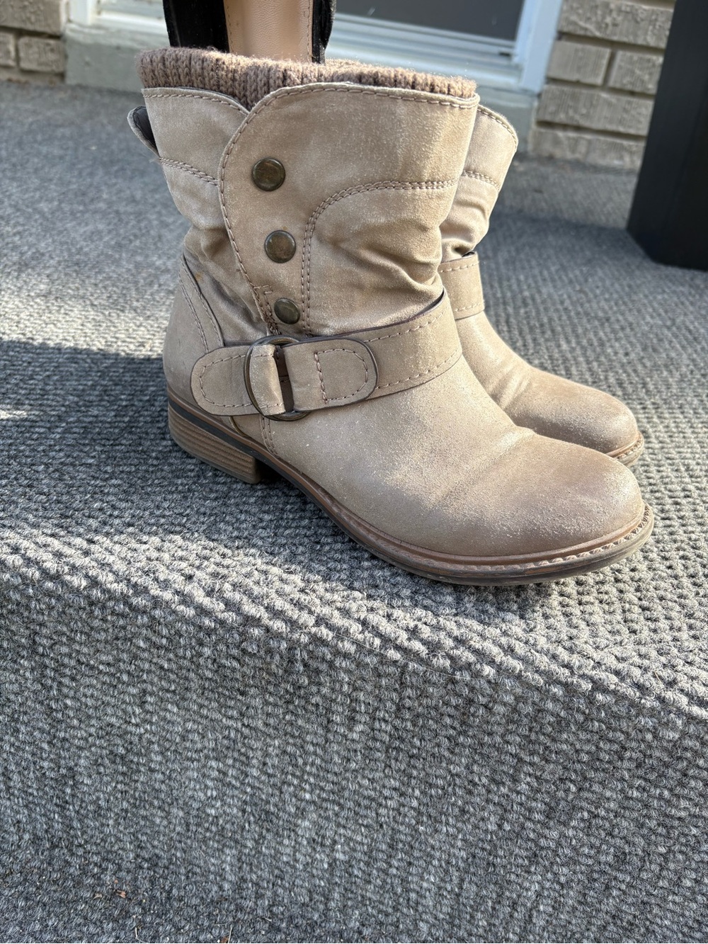 Also Women's Taupe Ankle Boots with Buckle Strap